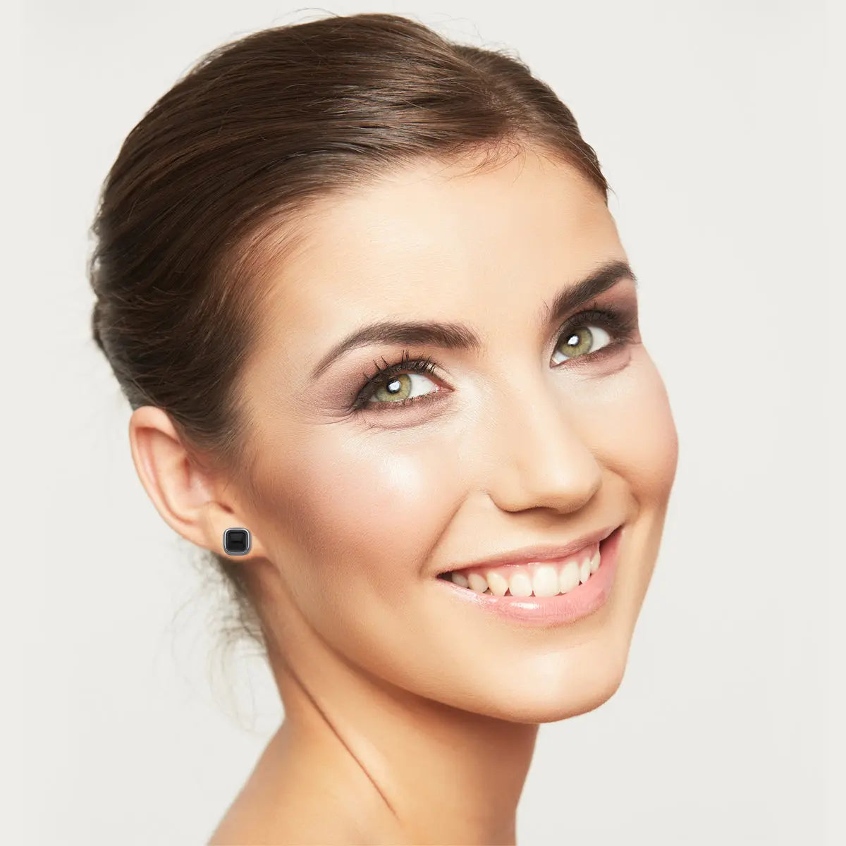 Black Agate Earrings – Gunmetal (size small)