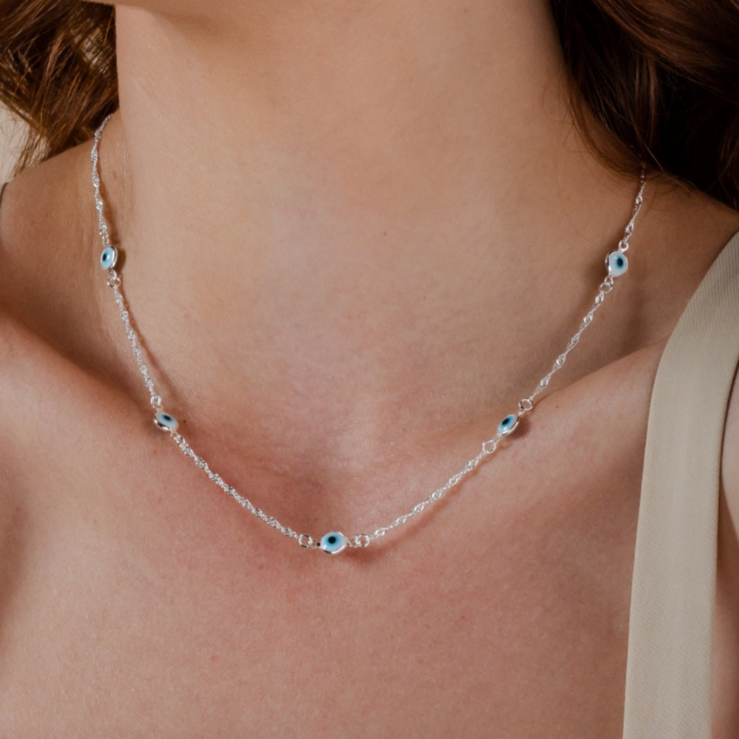 evil eye silver necklace