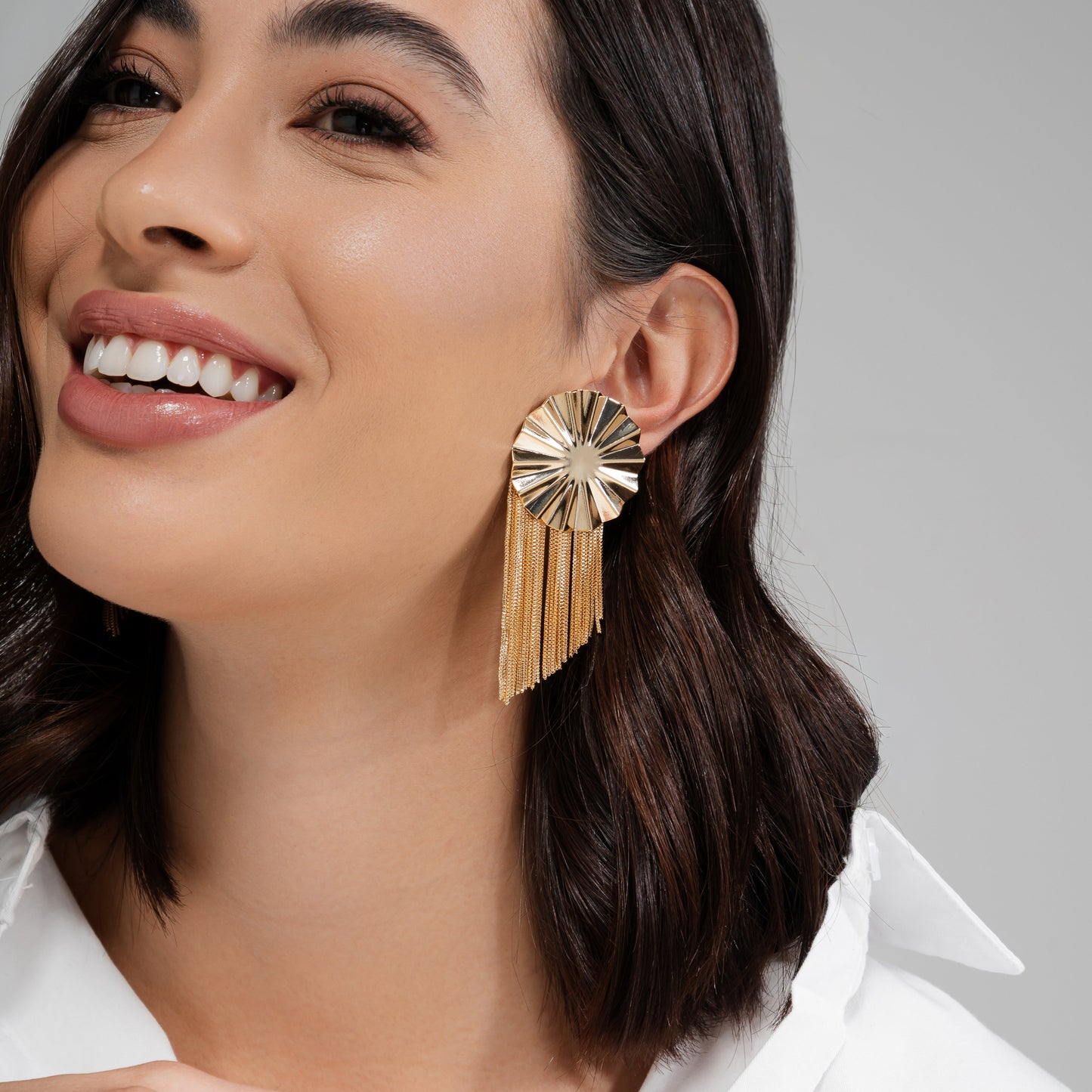 Flower Fringe Earrings Gold House12
