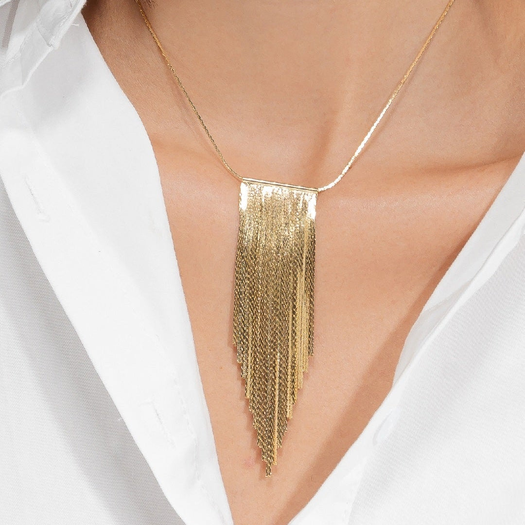 Tassel Fringe Necklace Gold House12
