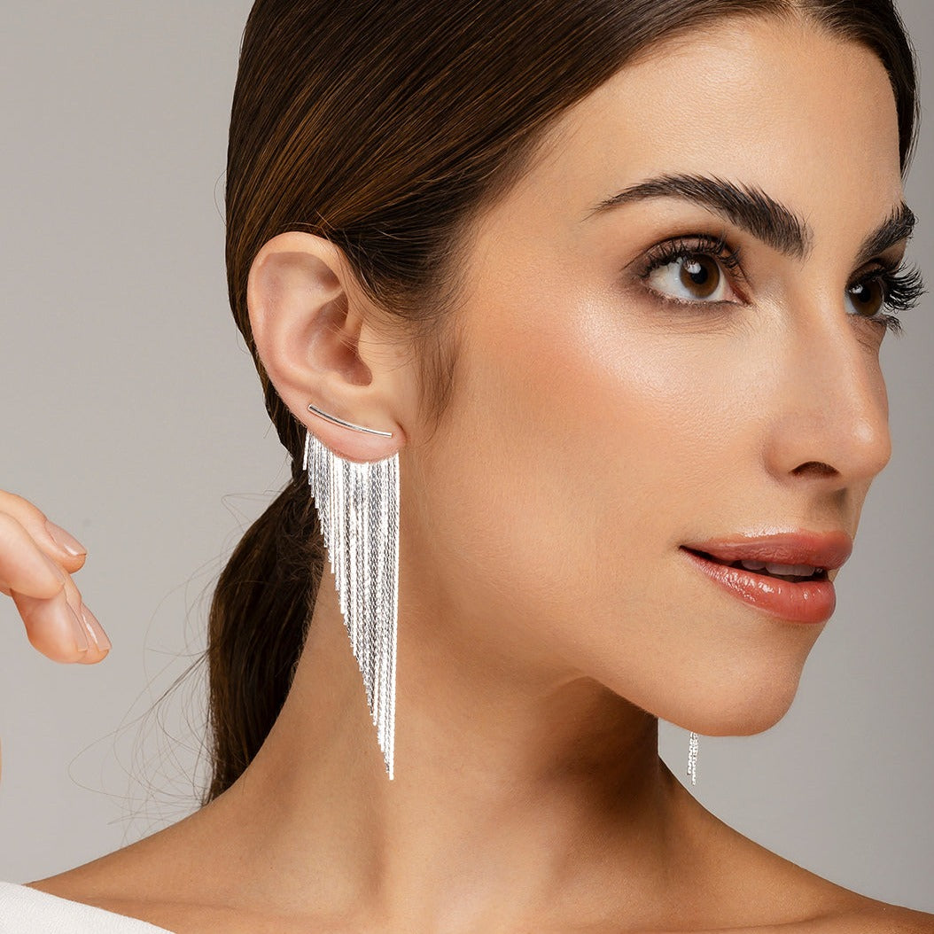 Tassel Fringe Earrings Long Silver House 12 Accessories