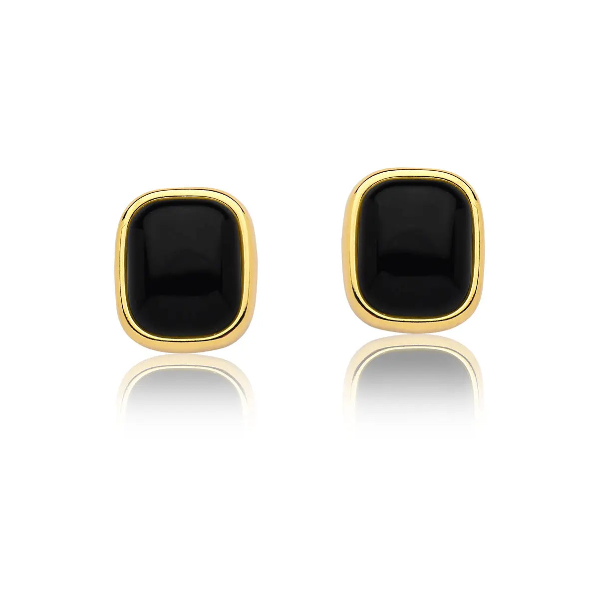 Black Agate Earrings – Gold (size large)