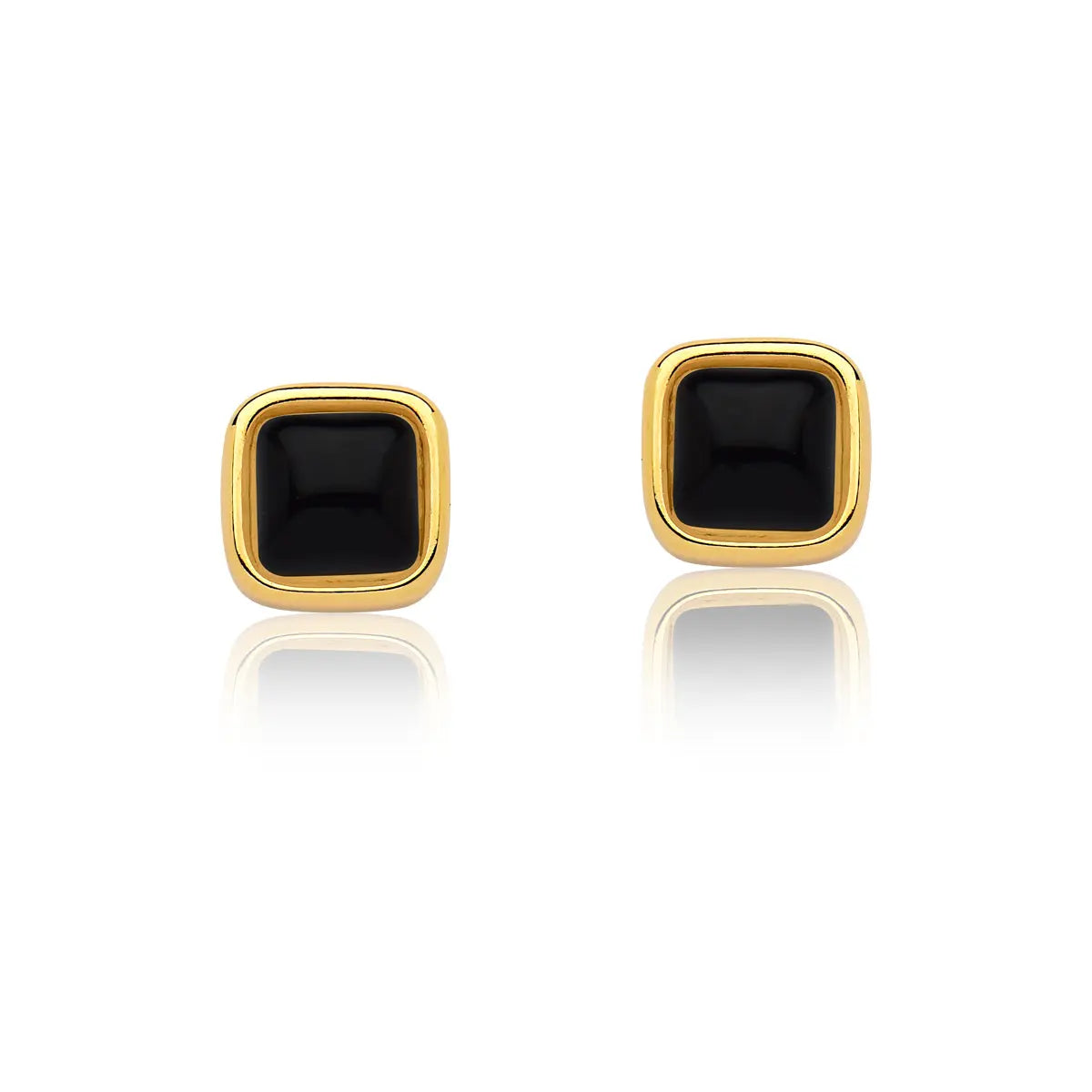 Black Agate Earrings – Gold (size small)