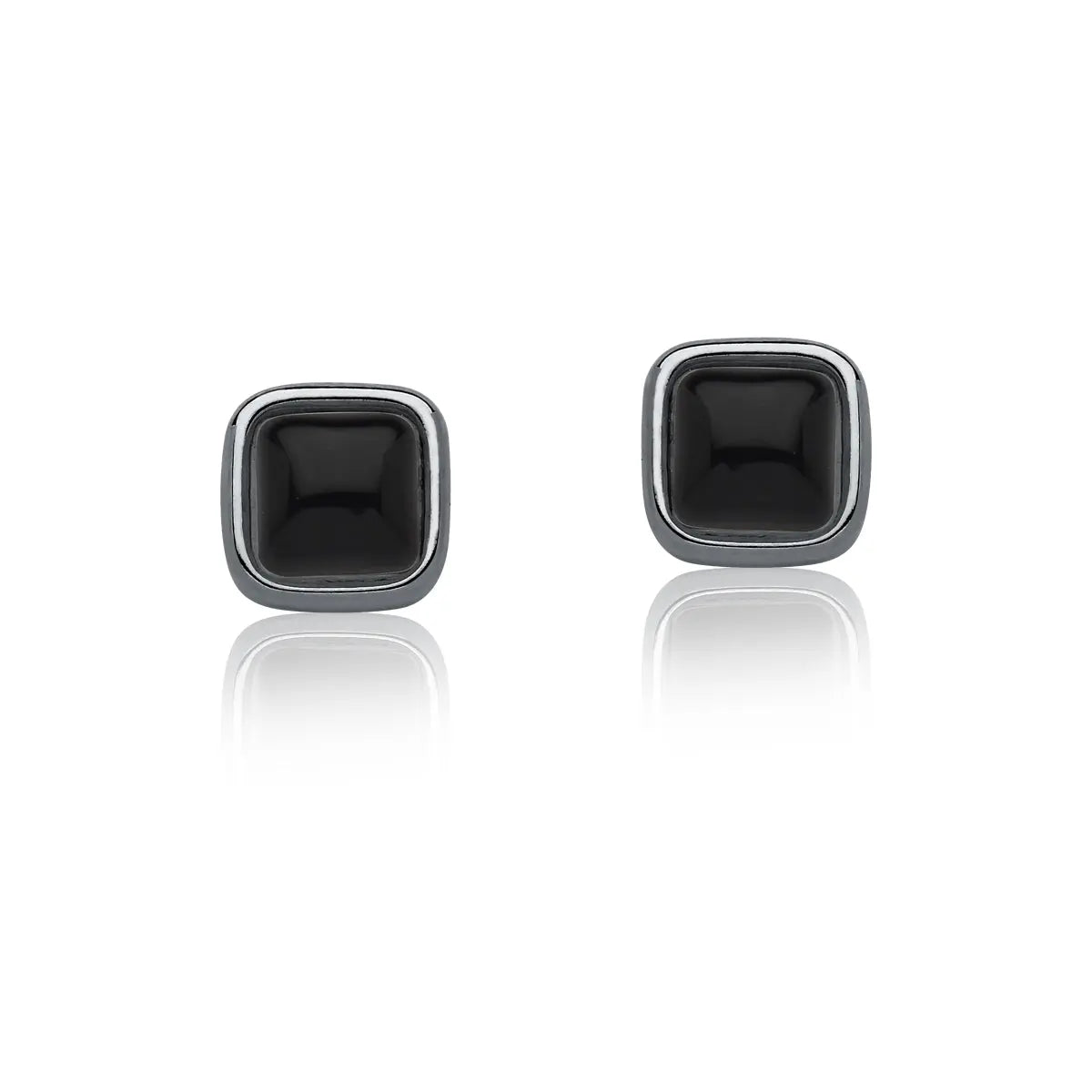 Black Agate Earrings – Gunmetal (size small)