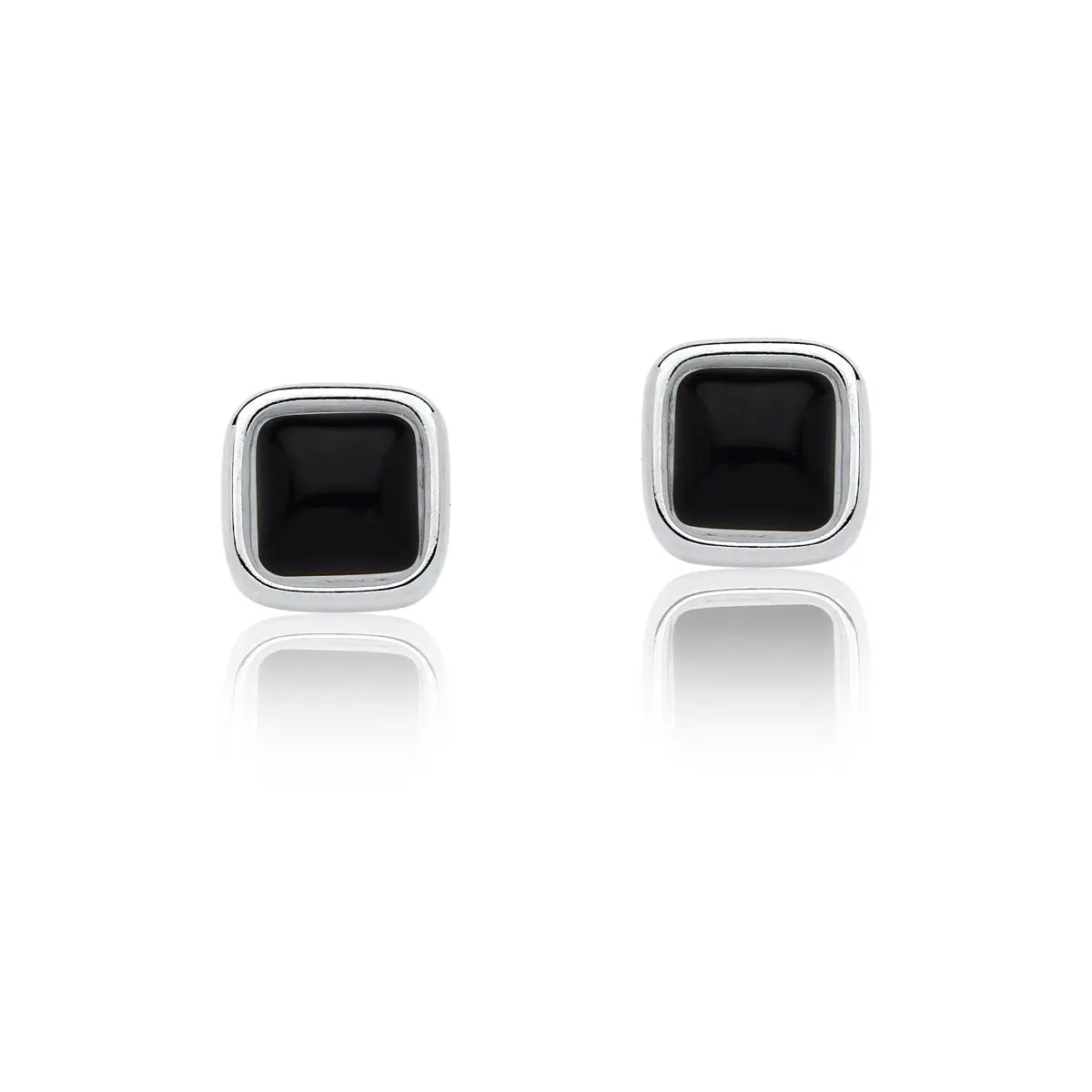 Black Agate Earrings – Rhodium (size small)