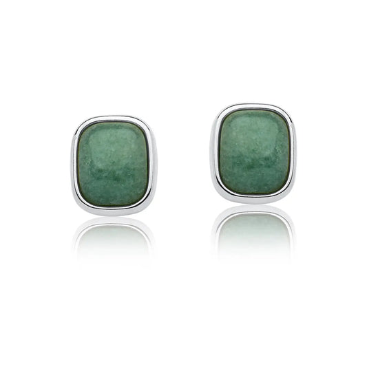 Green Quartz Earrings – Rhodium (size large)