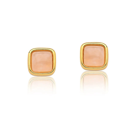 rose quartz golden earrings