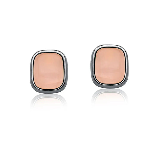 Rose Quartz Earrings – Gunmetal (size large)