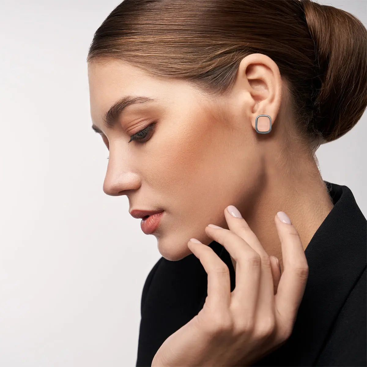 Rose Quartz Earrings – Gunmetal (size large)