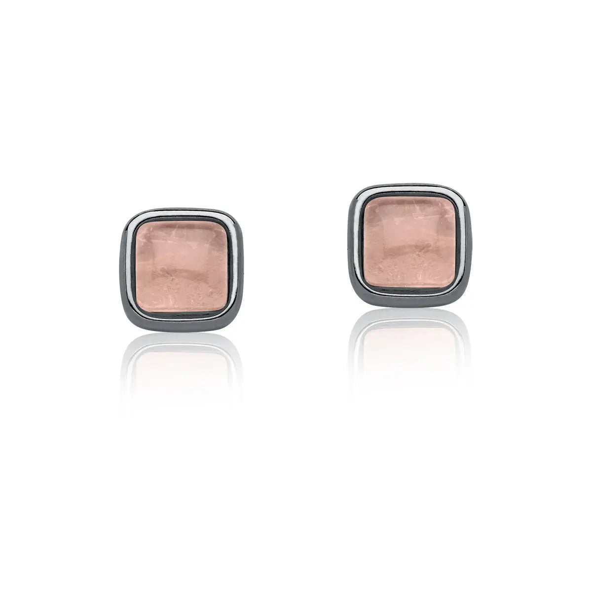 Rose Quartz Earrings – Gunmetal (size small)