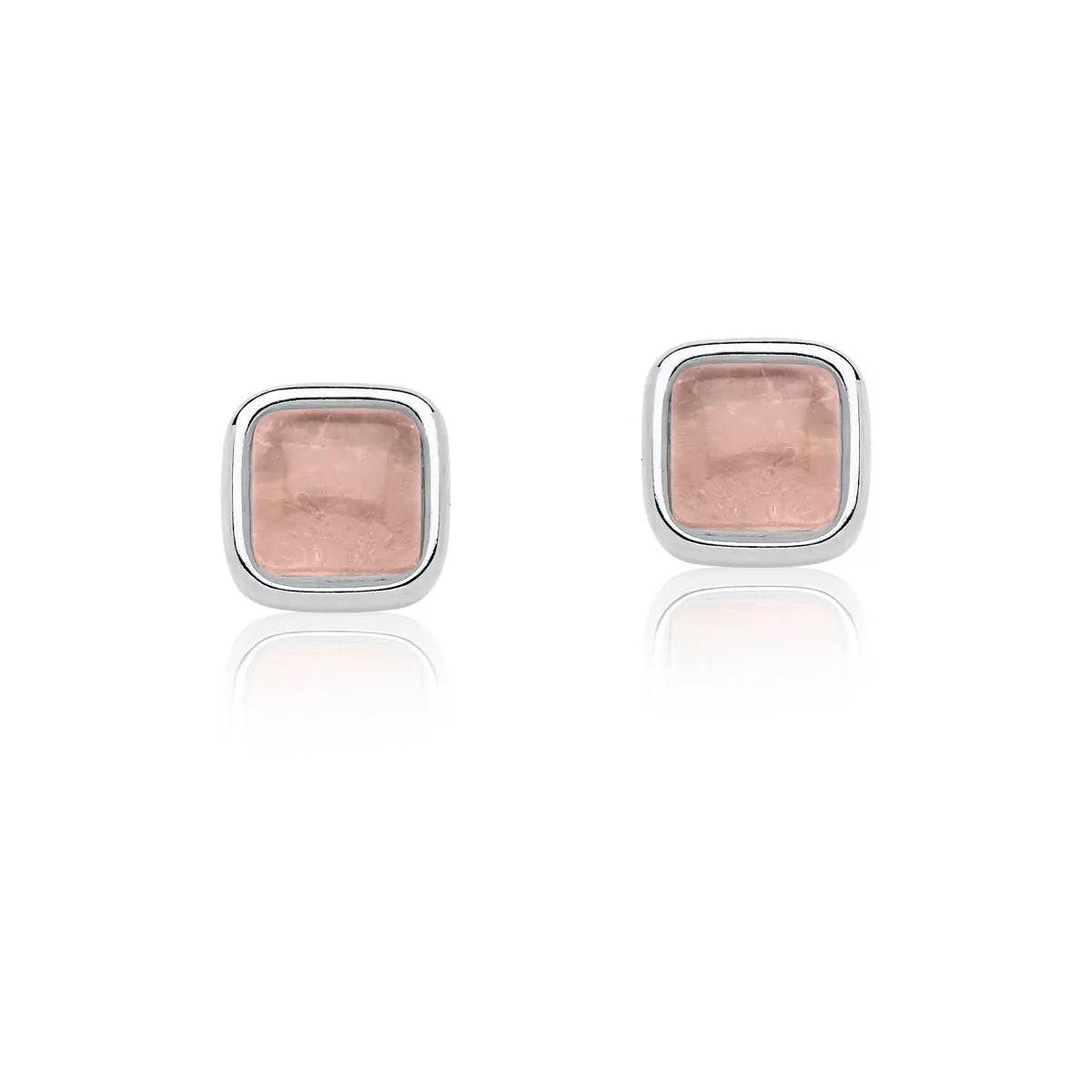 Rose Quartz Earrings – Rhodium (size small)