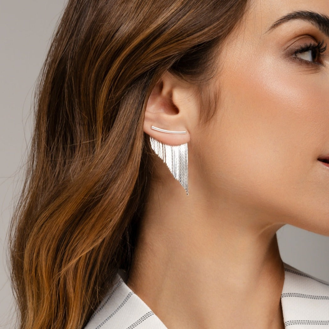 silver tassel earrings