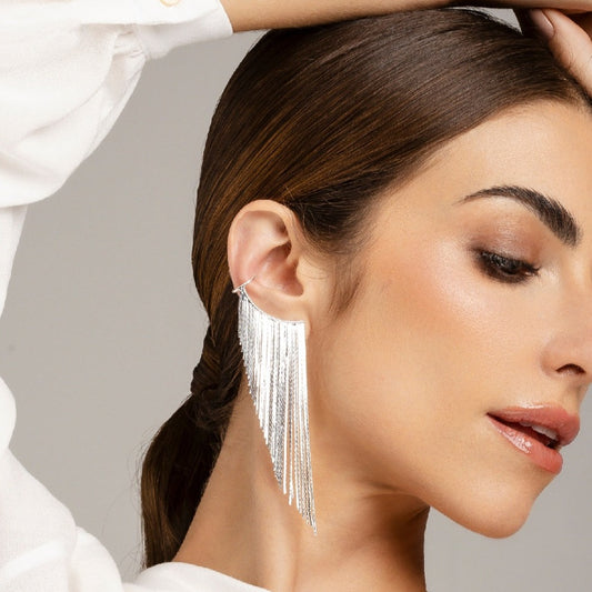 Tassel Fringe Earrings Silver