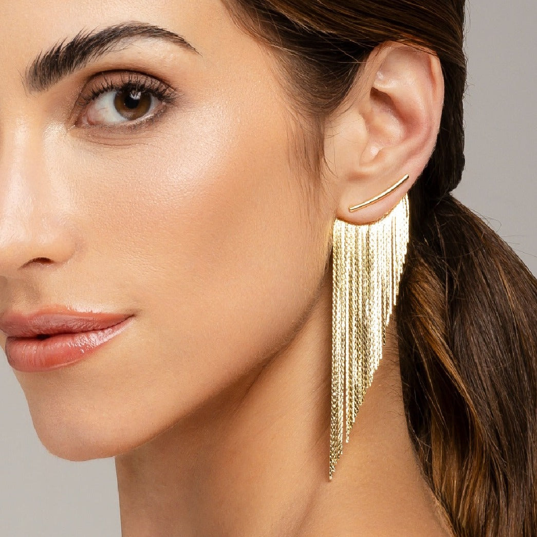 golden fringe earrings