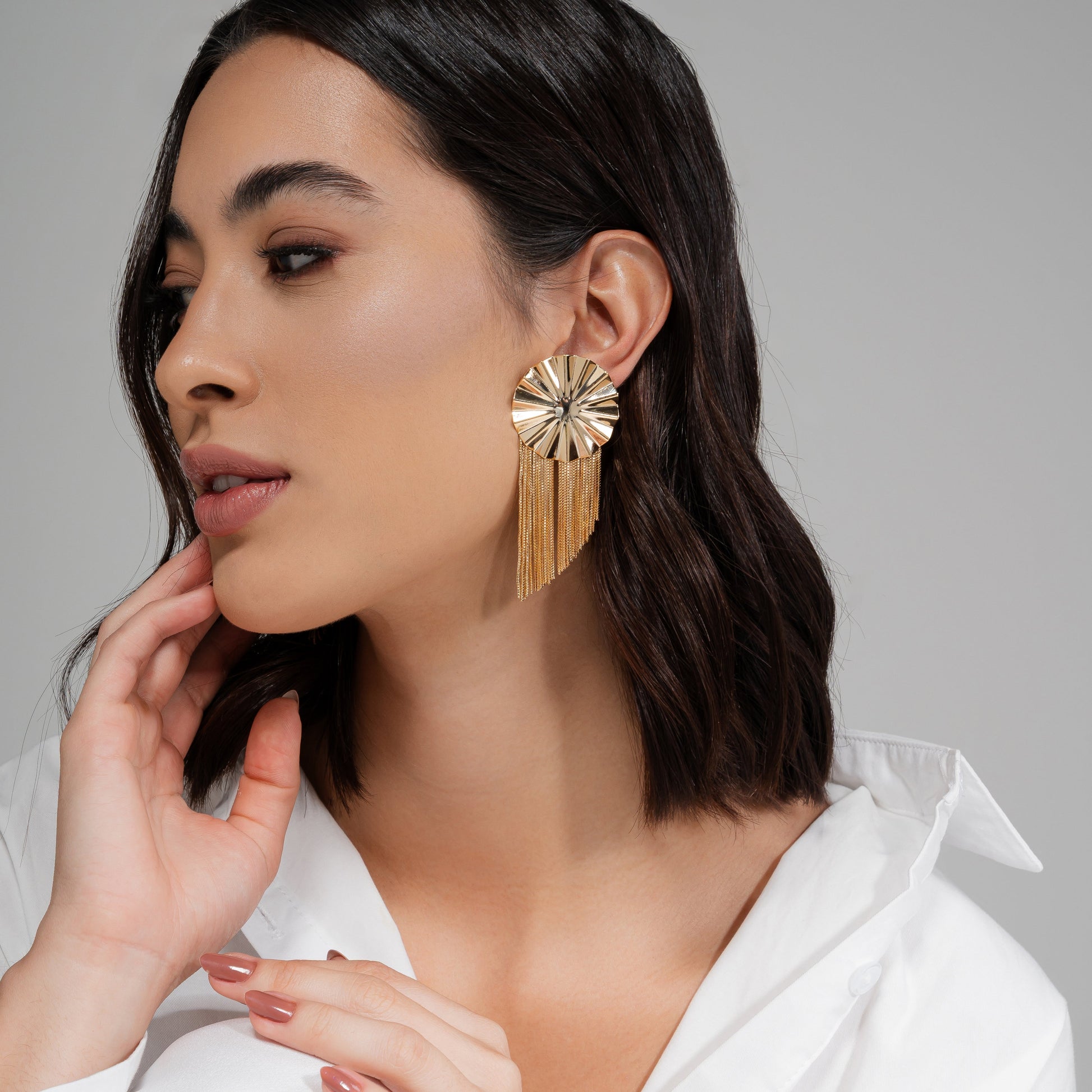 Flower Fringe Earrings Gold House12