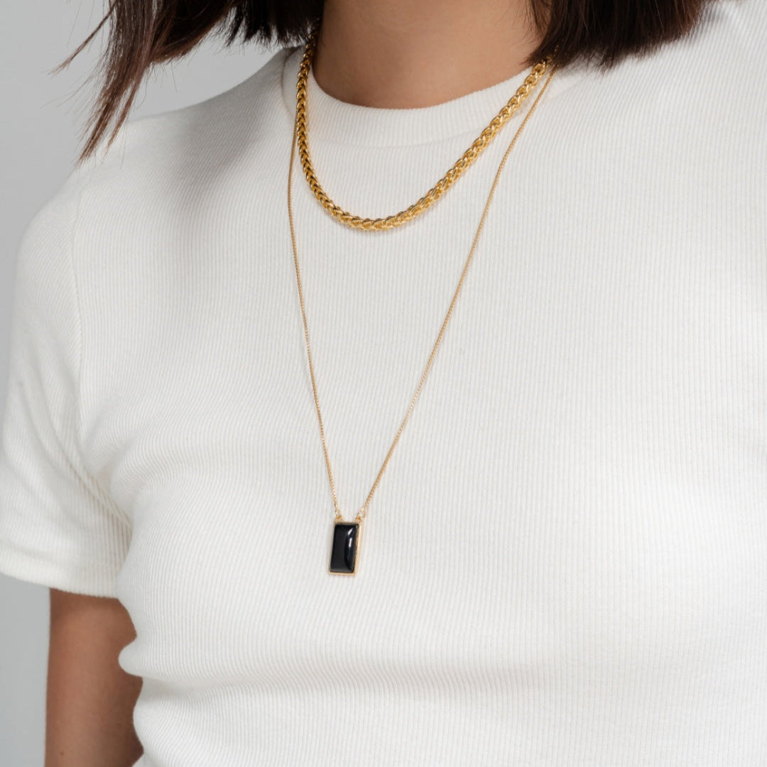 golden Black Agate Necklace 