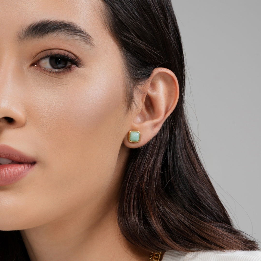 Green Quartz Earrings – Gold 