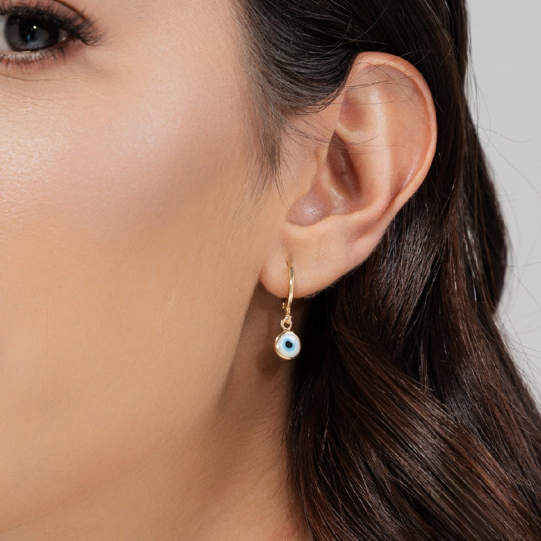 Greek Eye Hoop Earrings Gold Small House12