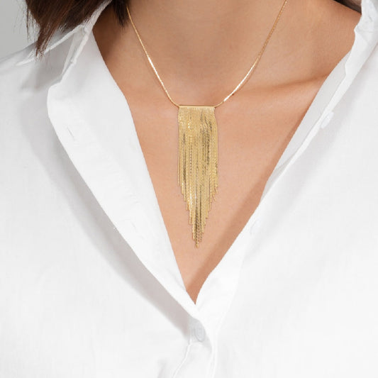 Tassel Fringe Necklace Gold House12
