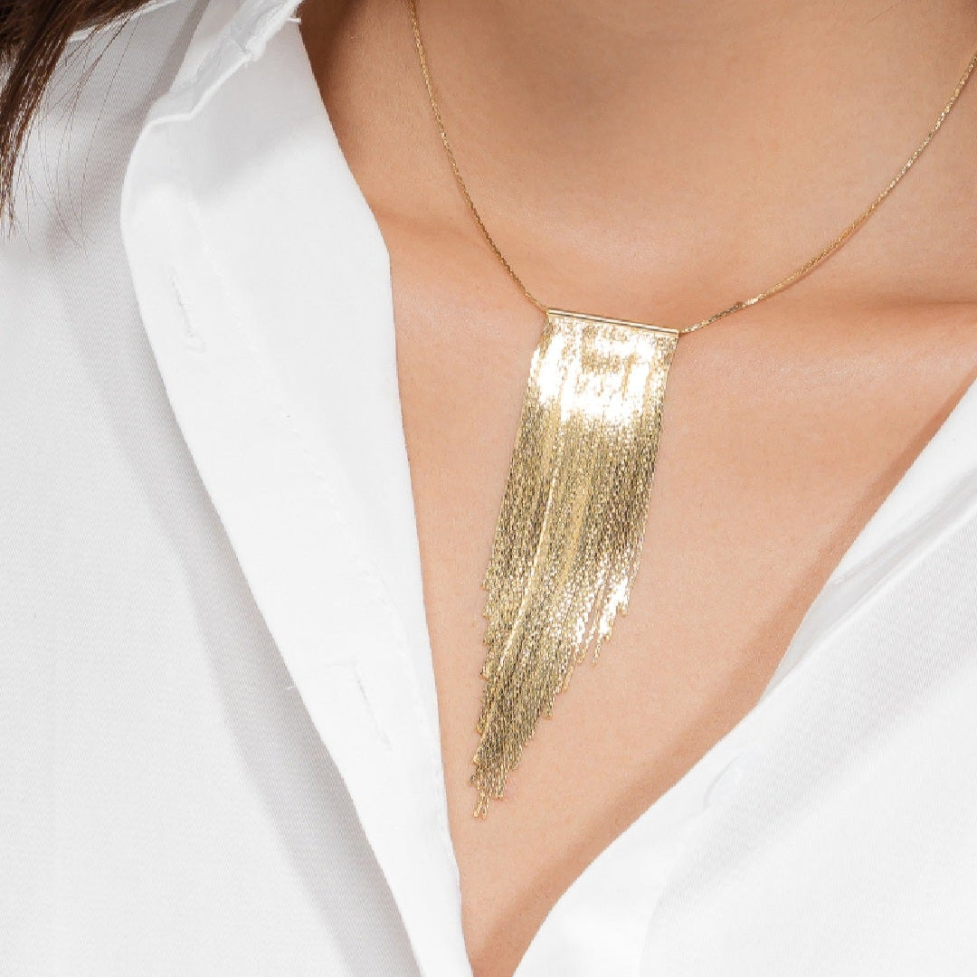 Tassel Fringe Necklace Gold House12
