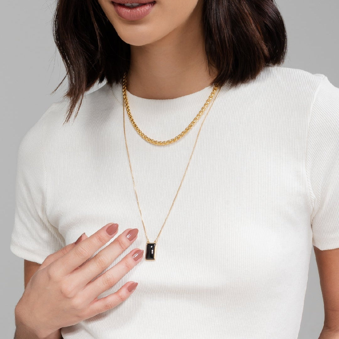 Black Agate Necklace – Gold (size small) House 12