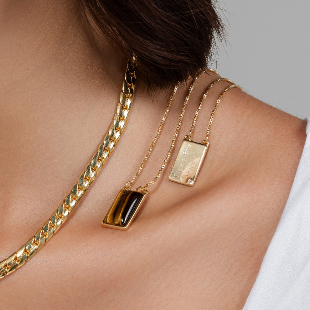 tigers eye golden necklace