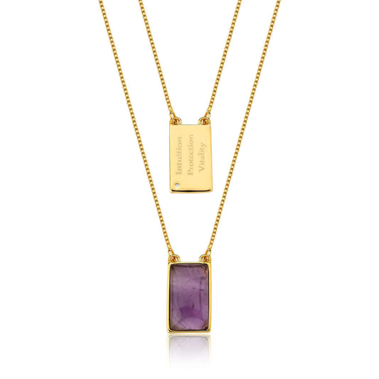 amethyst golden necklace