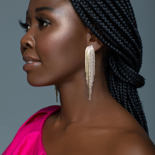 golden fringe earrings