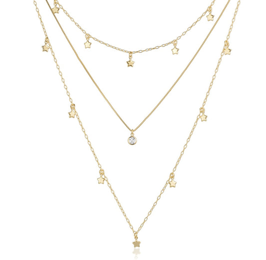 Triple star necklace