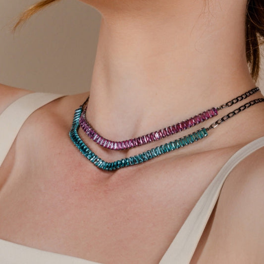 Pink crystal necklace